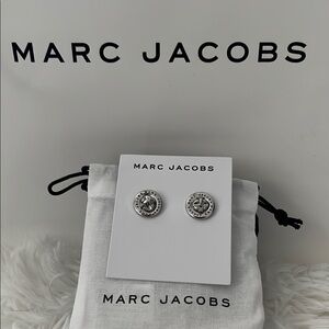 NWT Marc Jacobs Silver Turnlock Logo Stud Earrings